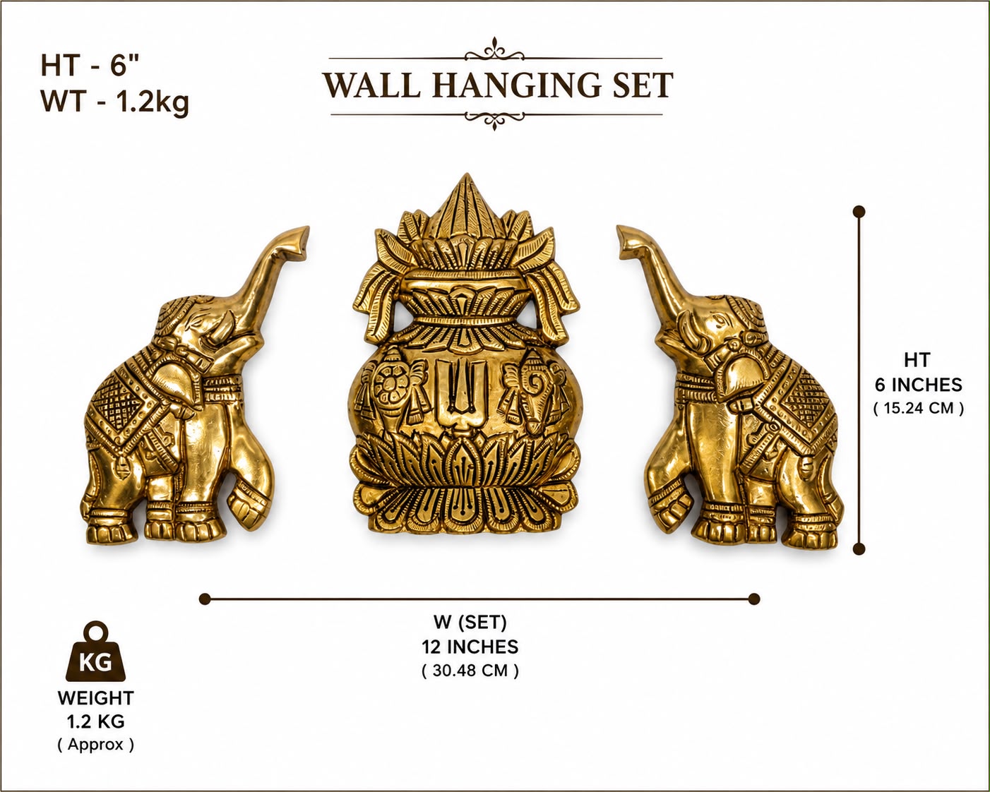 Kalash & Elephant Set Wall Hanging