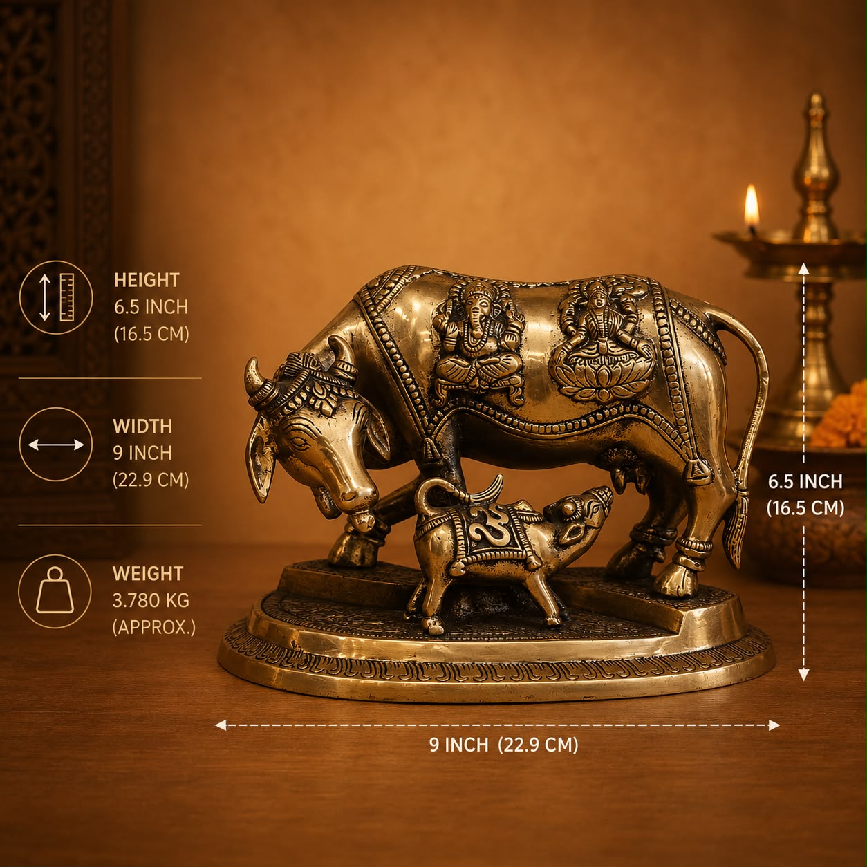 Kamdhenu Cow With Calf Idol