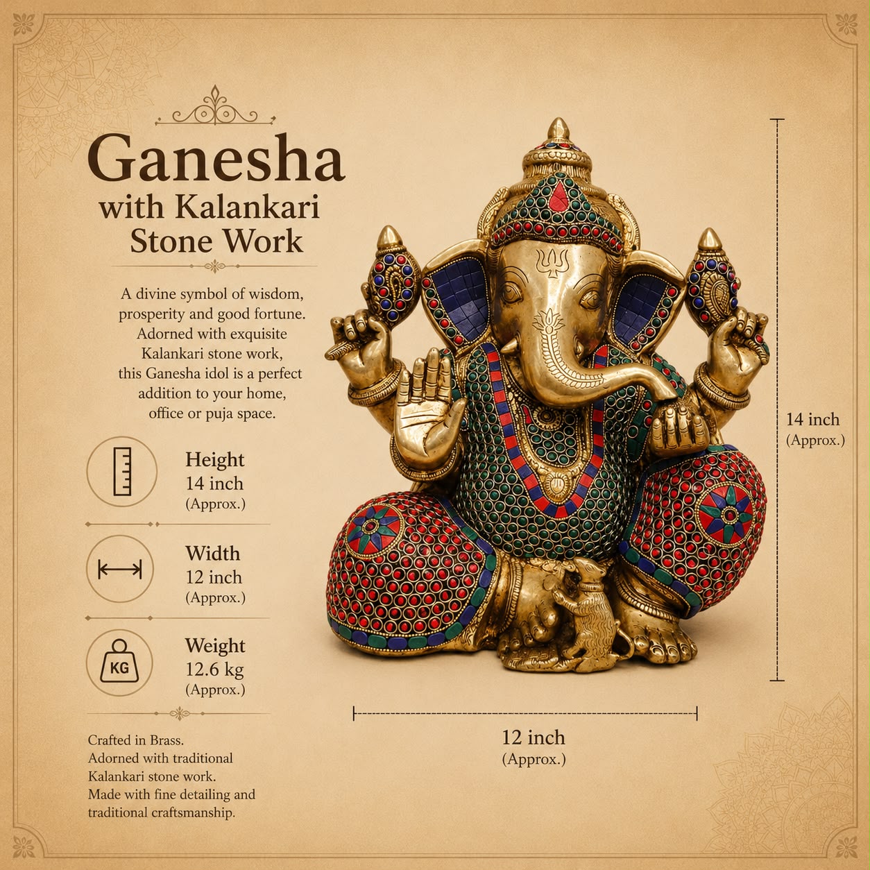 Ganesha With Kalankari Stone Work