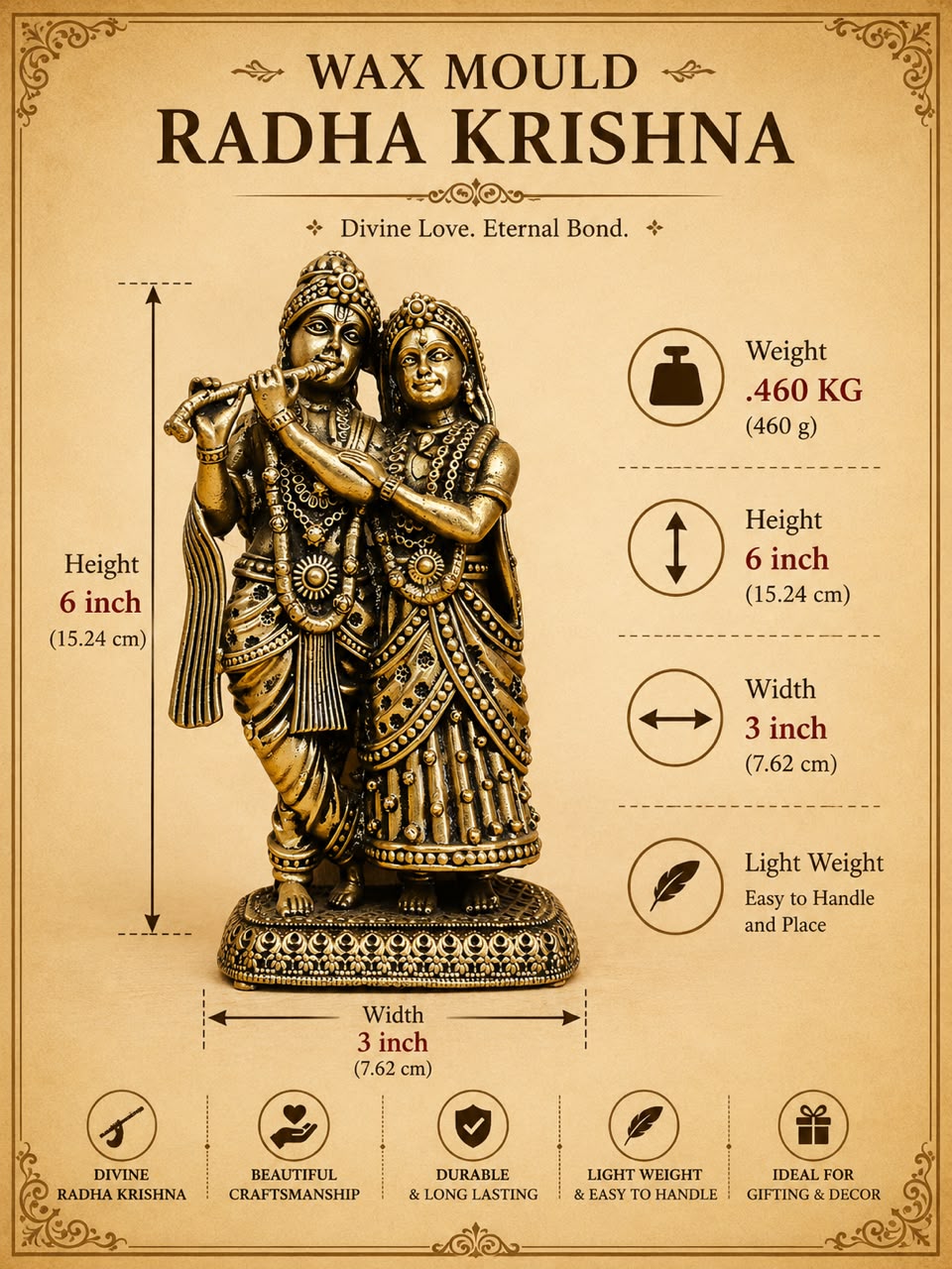 Radha Krishna Wax Mould Idol