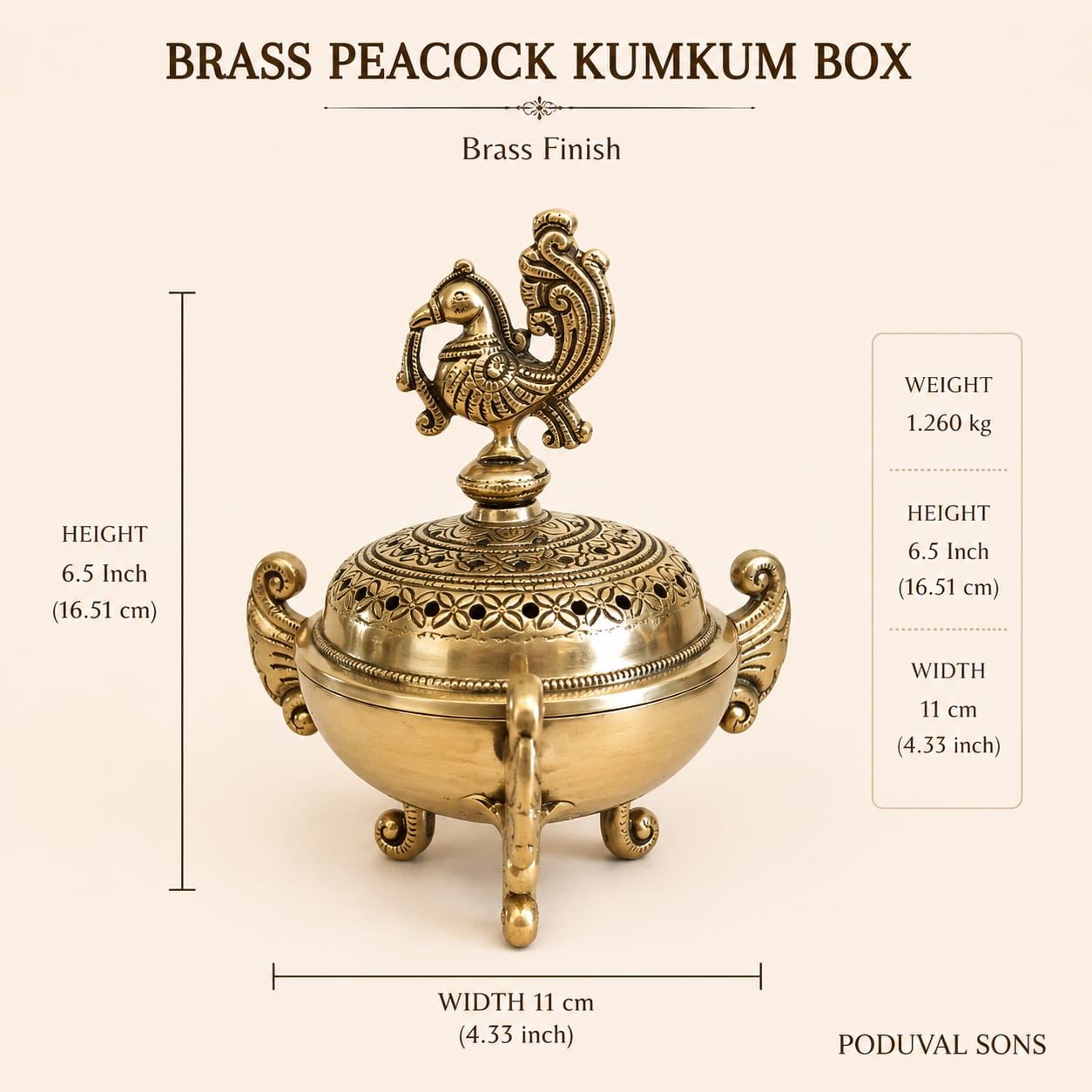 Peacock Kumkum Box
