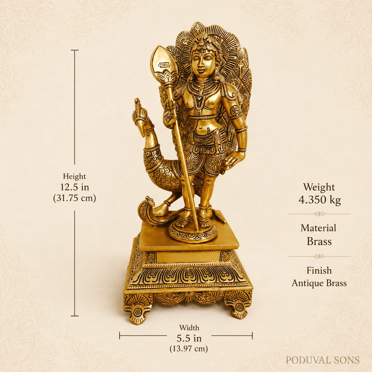 Lord Murugan With Peacock